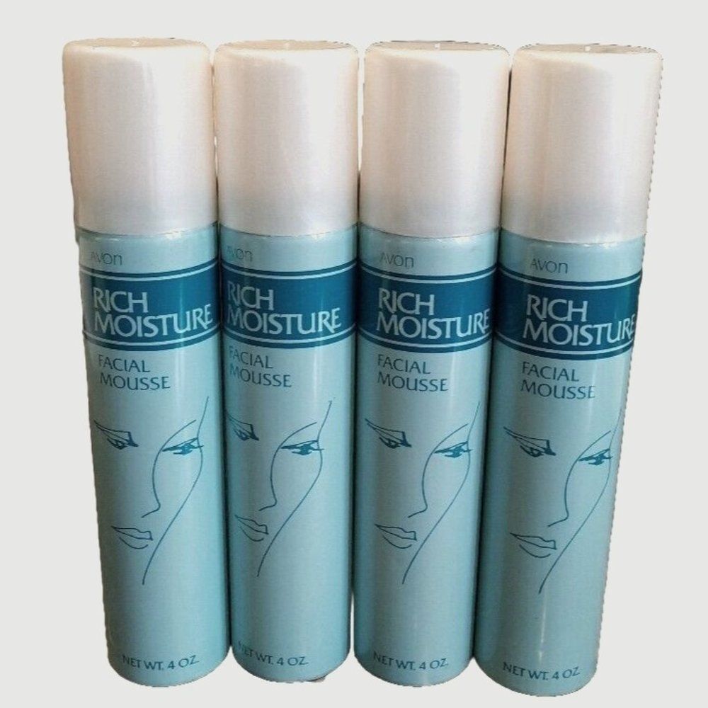 Lot of 4 Vintage Avon Rich Moisture Facial Mousse 4 oz each NEW OLD STO…